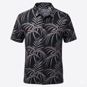 TravisMathew Tropical Palm Leaf Golf Performance Polo Shirt Men's M Short Sleeve
